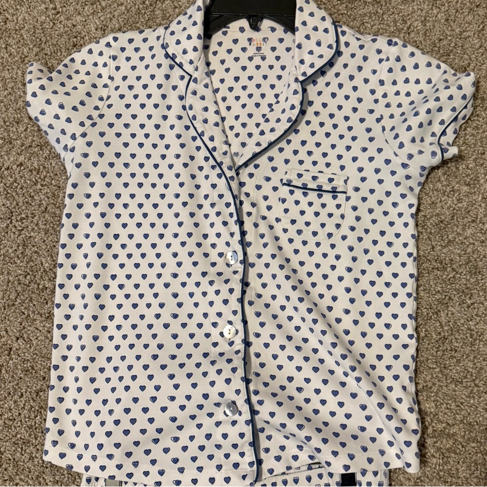 Blue Hearts Roller Rabbit Pajamas, XS top, S pants